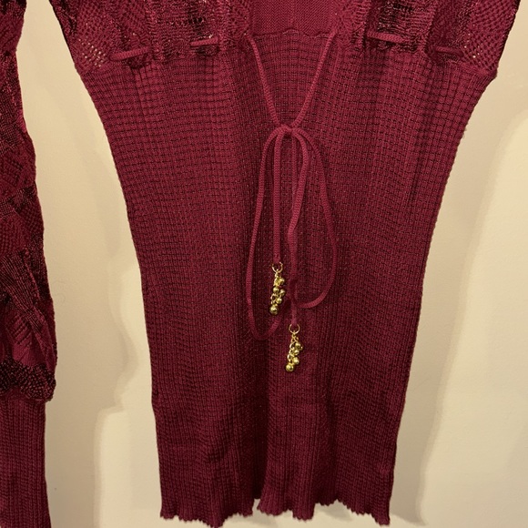 Cache Red Wine Lace Top - Picture 4 of 7